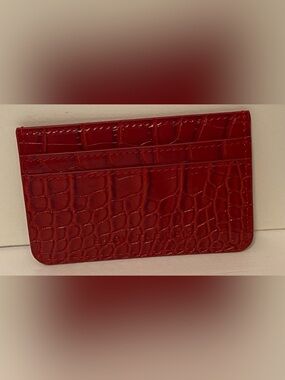 B-LOW THE BELT BRAND RED LEATHER CROCO LOOK CARD HOLDER ACCESSORY WALLET USA
